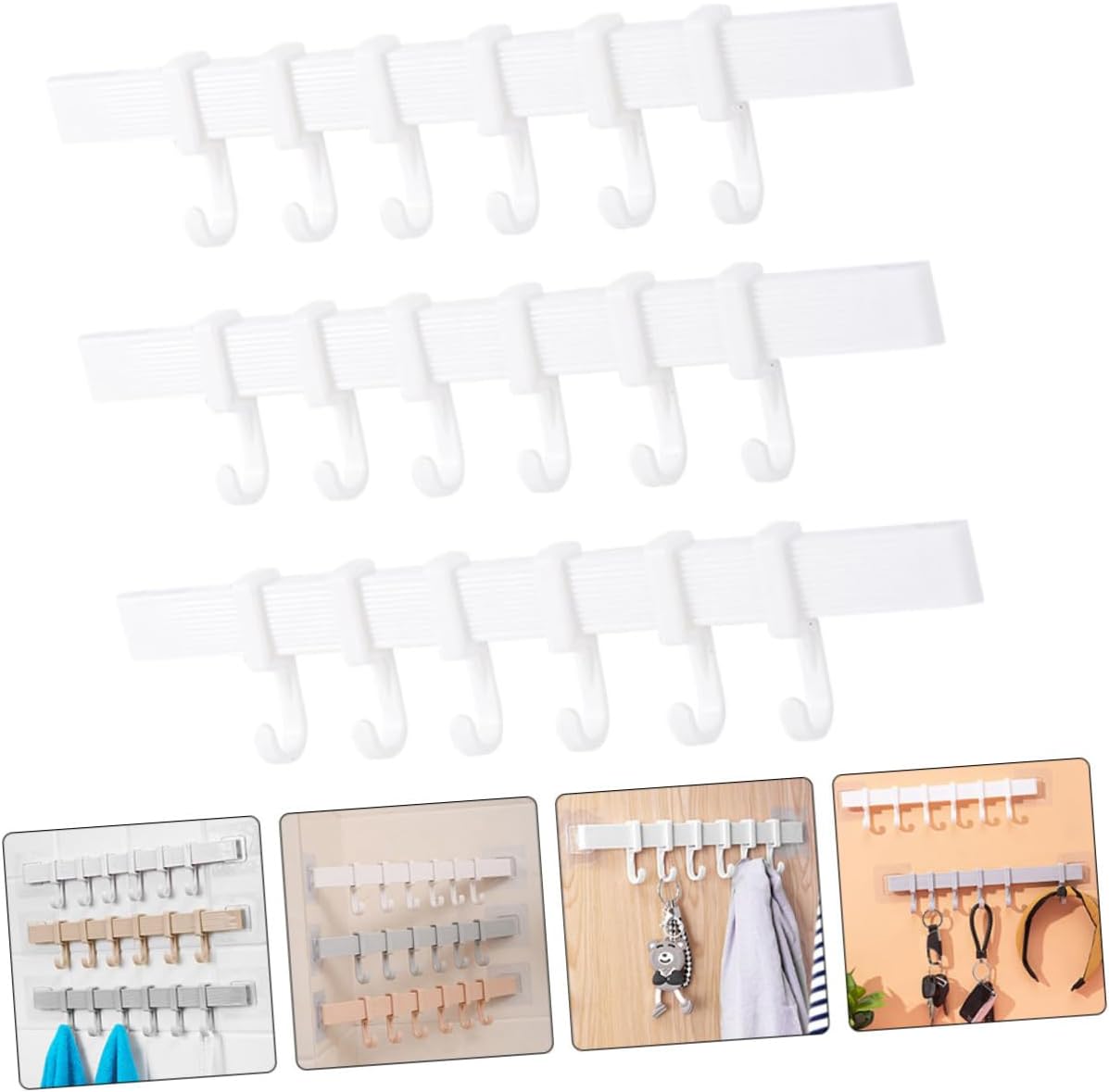 3PCS Adhesive Hook Rack for Bathroom and Kitchen