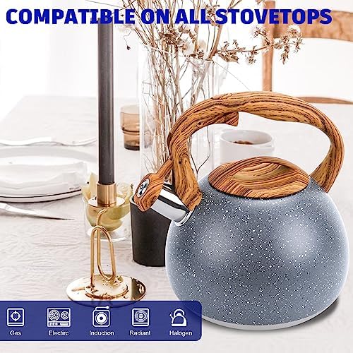 KIAADSY 32 Qt Whistling Tea Kettle with Heat Resistant Handle