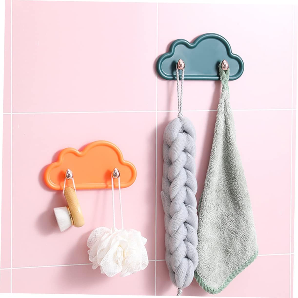 DOITOOL 4Pcs Adhesive Wall Hooks Decorative Key Towel Holders