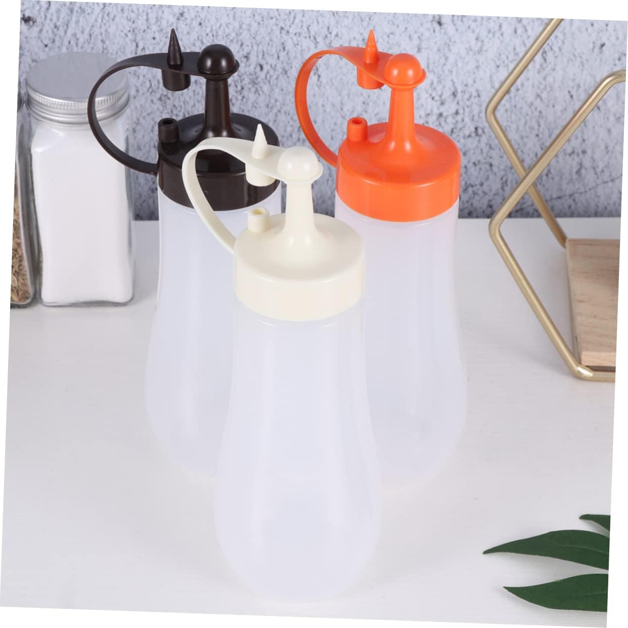3PCS Salad Dressing Bottle Set - Cream Coffee Orange Tomato Sauce Squeeze Bottles