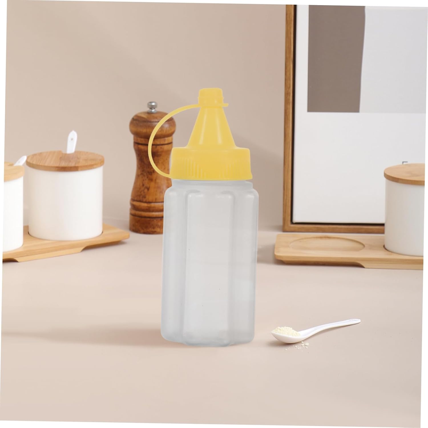 JEWEDECO 12 Pcs Mini Condiment Bottles Yellow PP Salad Dressing Dispenser