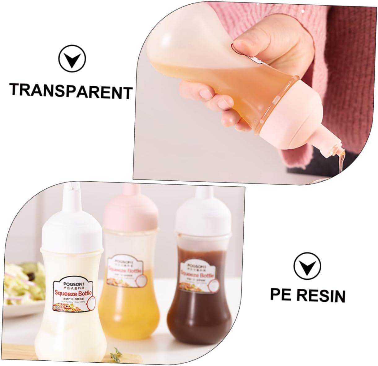 CIYODO 350ml Squeeze Condiment Bottle Set with Scale