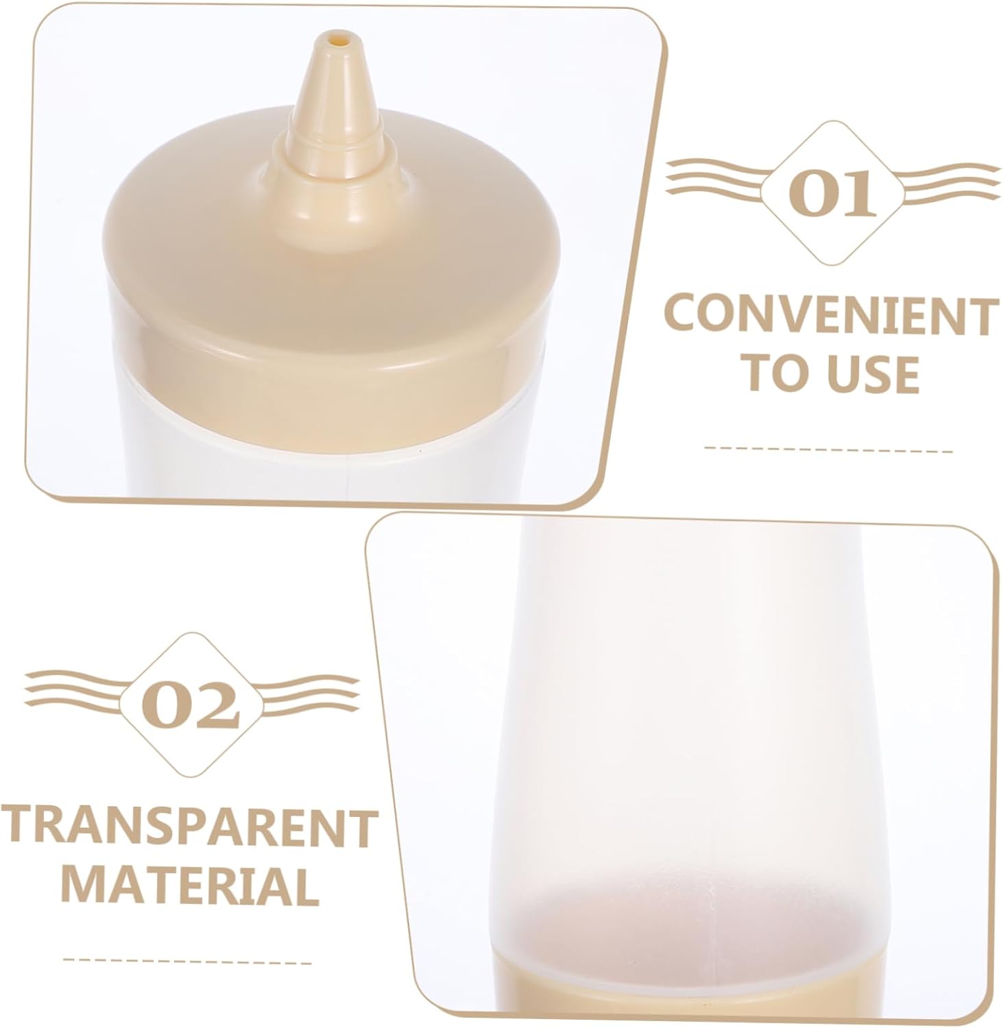 3pc Cream Color Sauce Bottles Squeeze Set