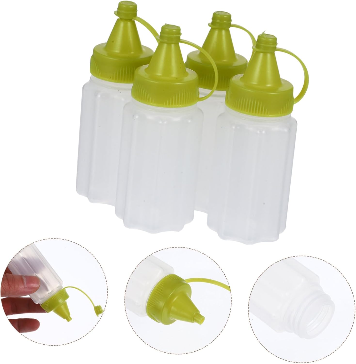 4pcs Transparent Condiment Squeeze Bottles Set for Ketchup Honey BBQ