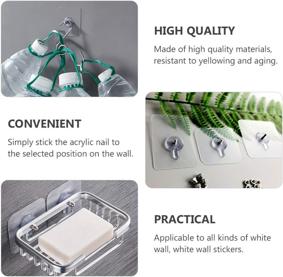 Alipis 10pcs Transparent Adhesive Ceiling Hooks No Nail No Trace