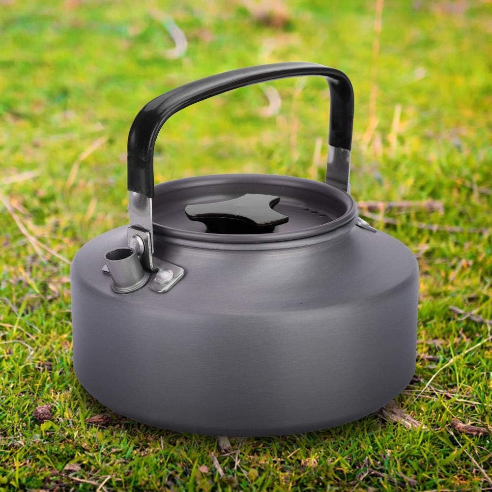 Fdit 11L Aluminum Teapot for Camping Hiking Kitchen Black Handle