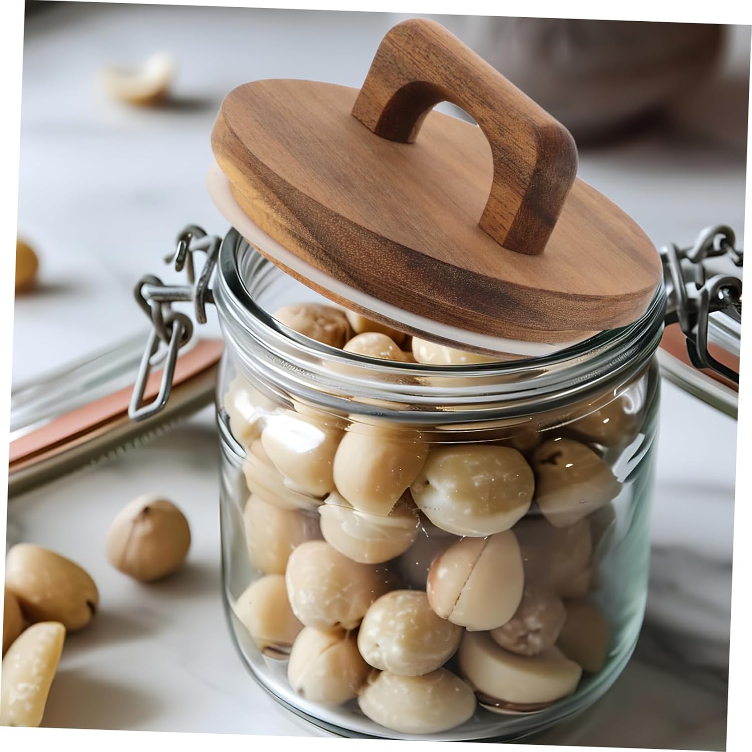 SHOWERORO Reusable Wood Mason Jar Lid with Silicone Seal