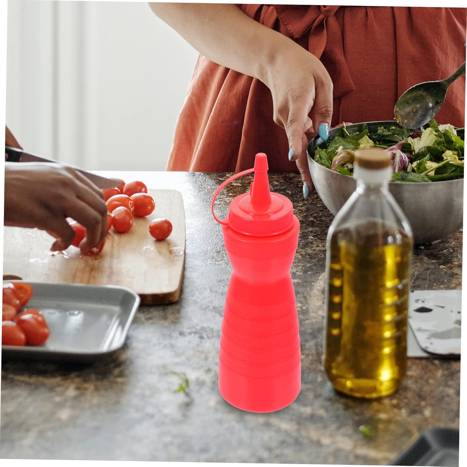 CIYODO 400ml Red Condiment Squeeze Bottle for Kitchen Use 1