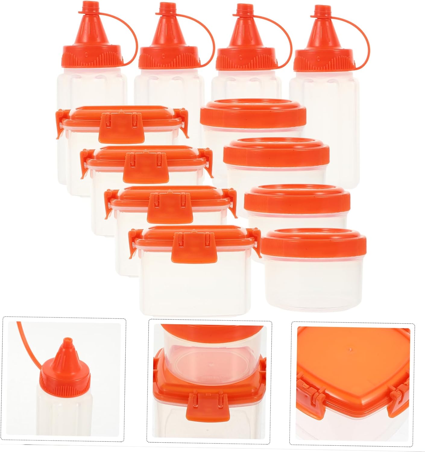 Mikinona 12-Pack Square Sauce Bottles with Lids
