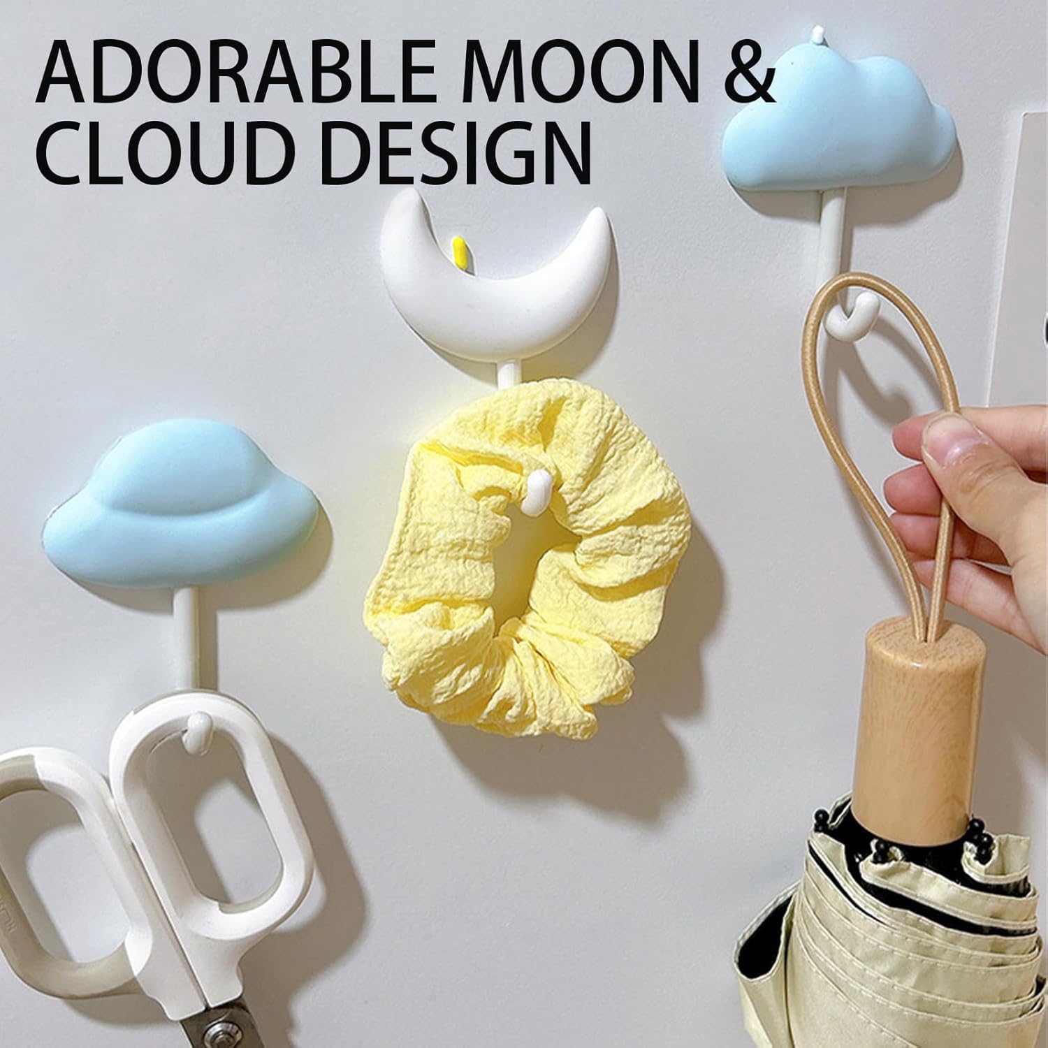 Tizee 6Pcs Moon Cloud Wall Hooks Key Holder