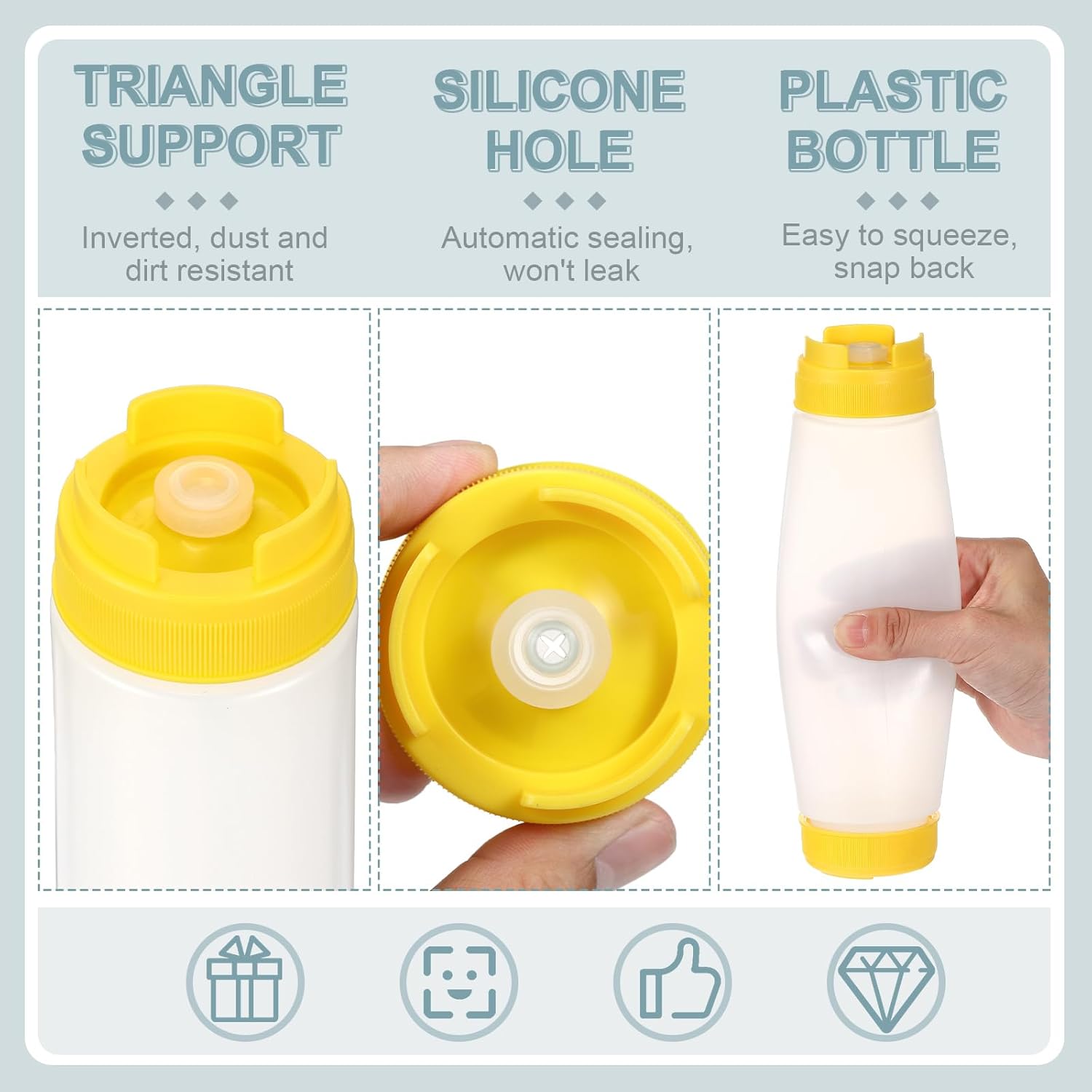 Didaey 4 Pcs Refillable 20 oz Squeeze Bottles