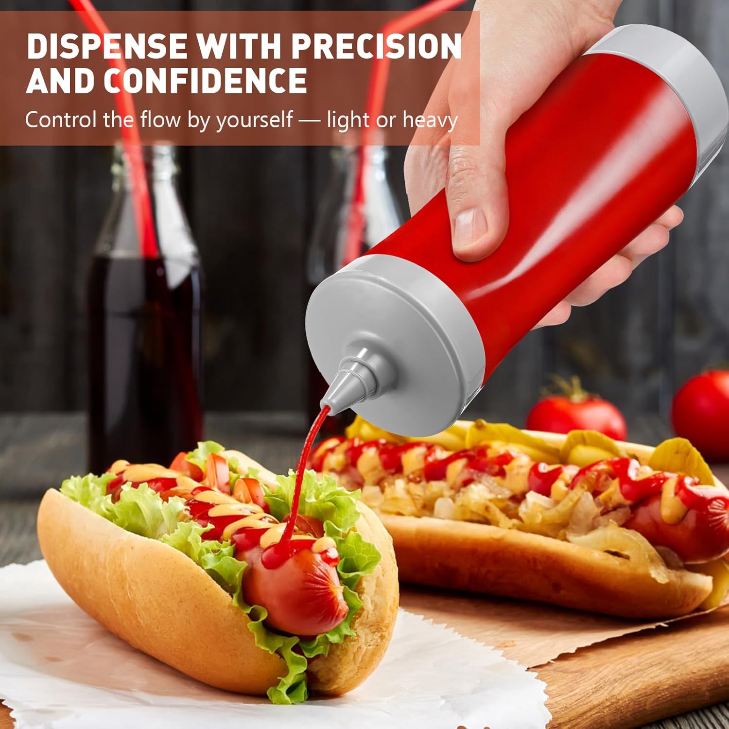 3PCS Squeeze Condiment Bottles for Ketchup Mustard Jam