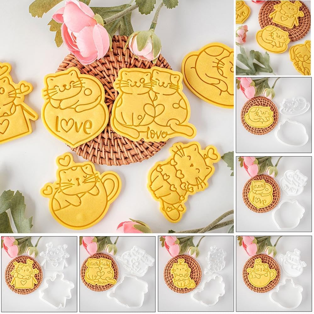 3D Cat Cookie Cutter Set for Baking Fun