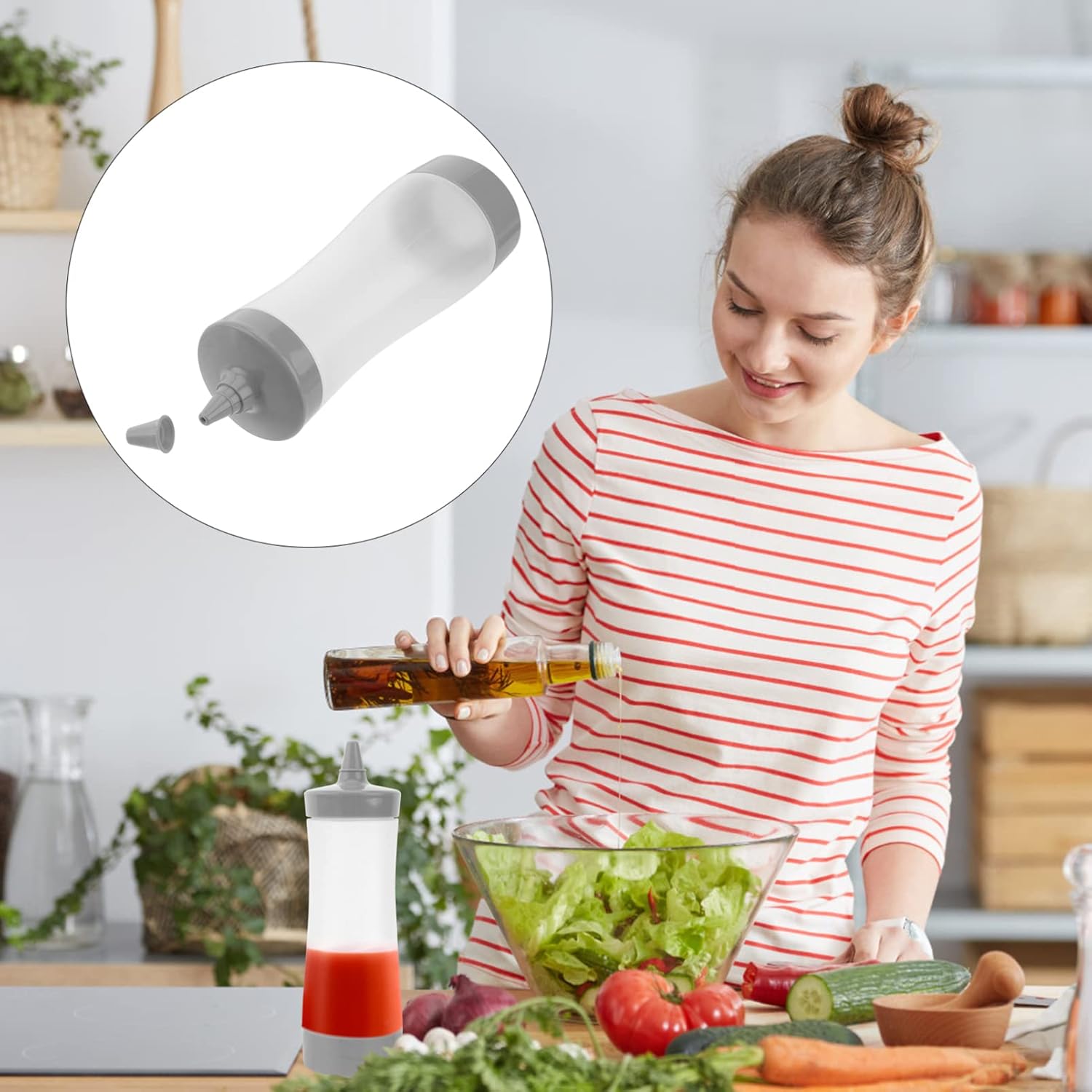 DOITOOL 3Pcs Plastic Squeeze Bottles with Grey Tip Cap