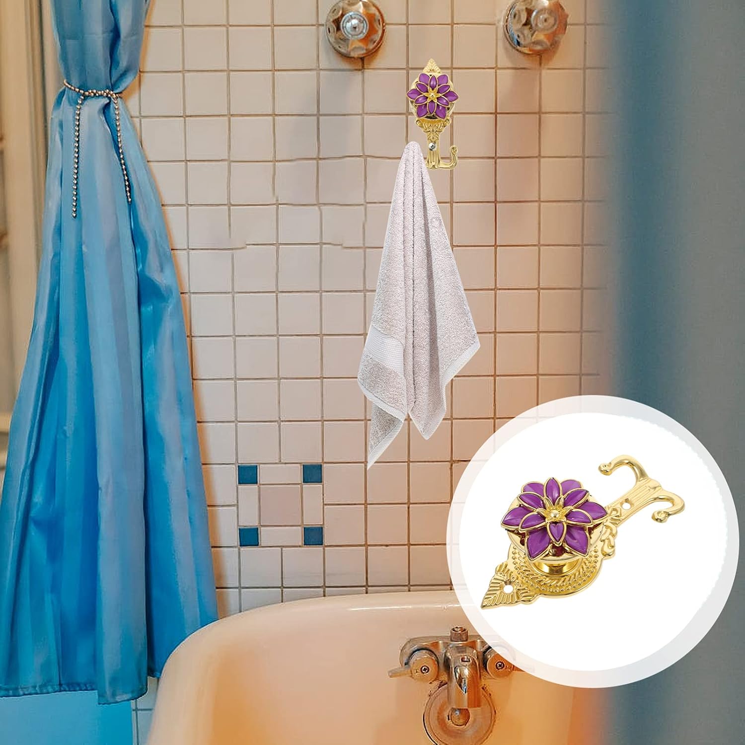 Veemoon 2pcs Flower Shape Coat Hooks Home Storage Hook