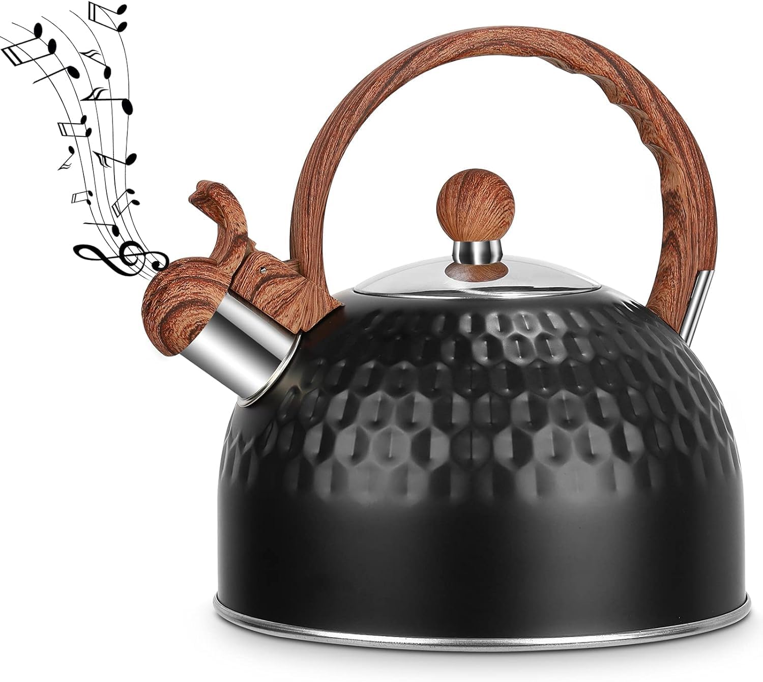Sorfity Whistling Tea Kettle 25L with Wood Handle Black