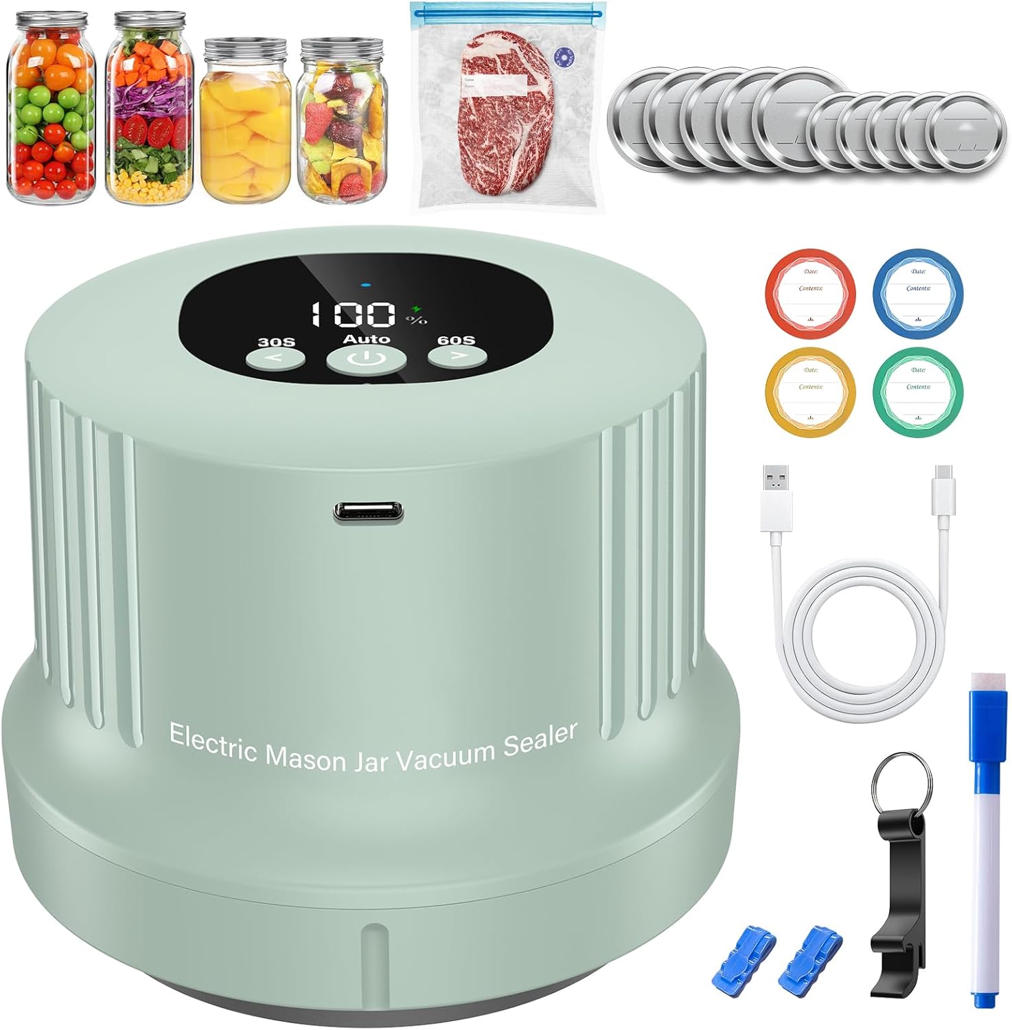 RROFKA 3-in-1 Mason Jar Vacuum Sealer Kit