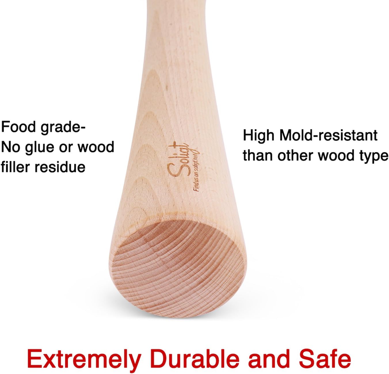 SOLIGT 12 Inch Wood Kraut Pounder for Canning