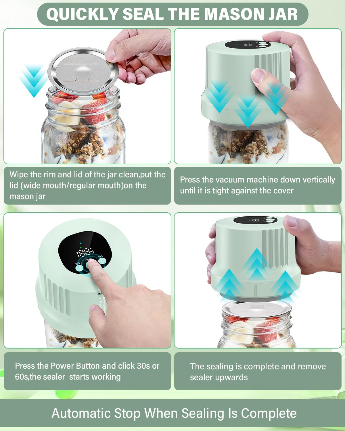 RROFKA 3-in-1 Mason Jar Vacuum Sealer Kit