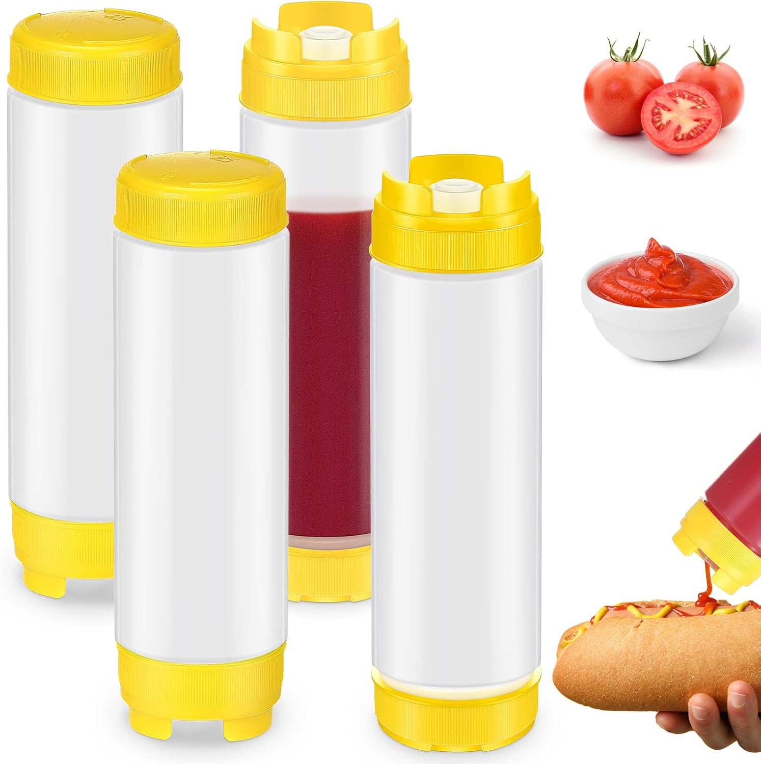Didaey 4 Pcs Refillable 20 oz Squeeze Bottles