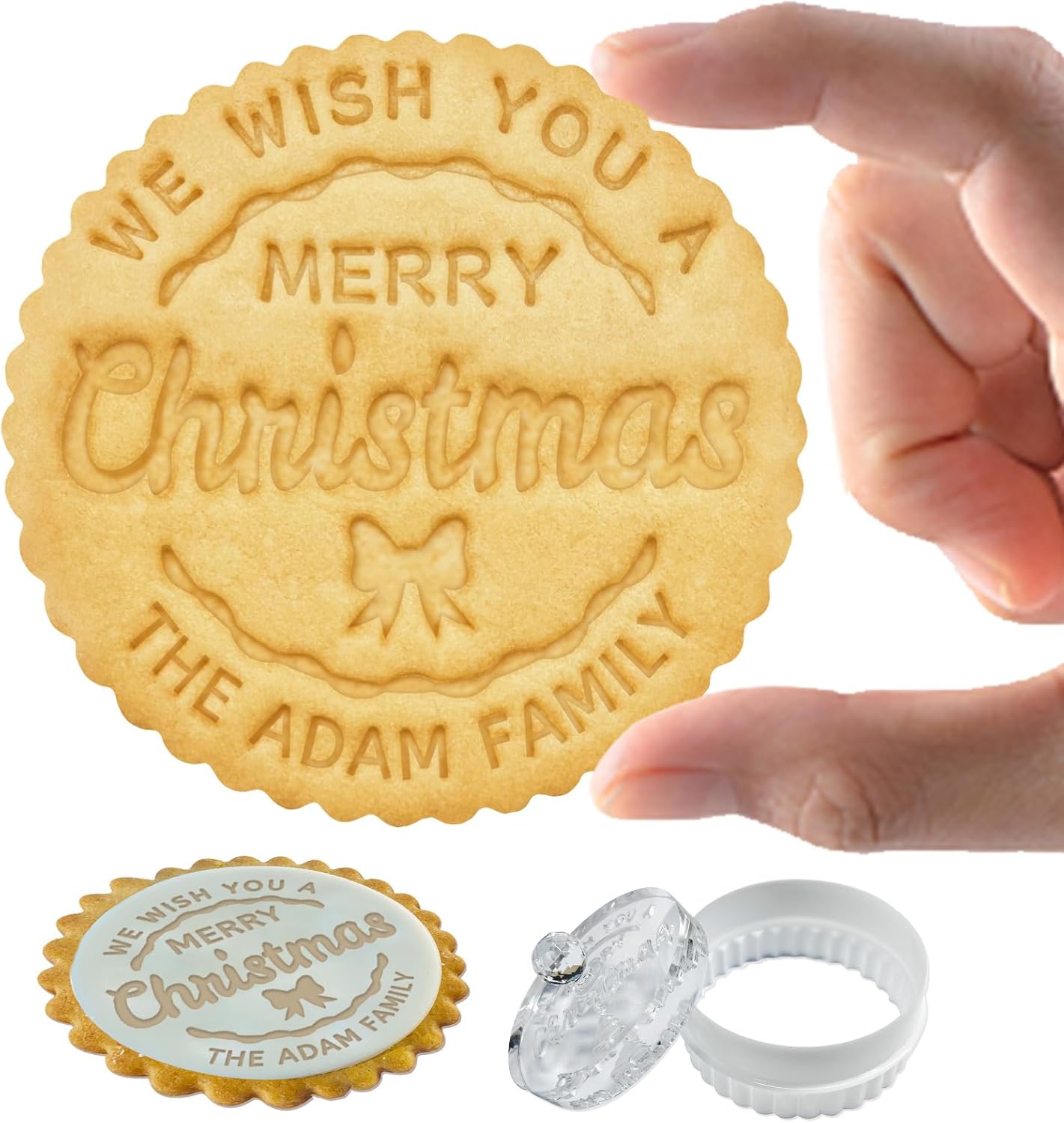 Fadace Personalized Christmas Cookie Stamp with Family Name 1