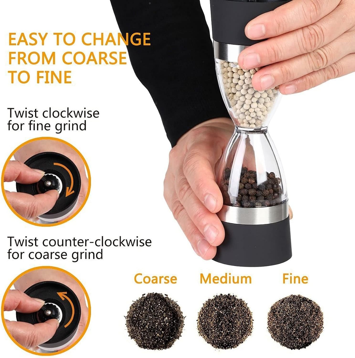 SAHKGYE 2 in 1 Salt Pepper Mill Grinder Set