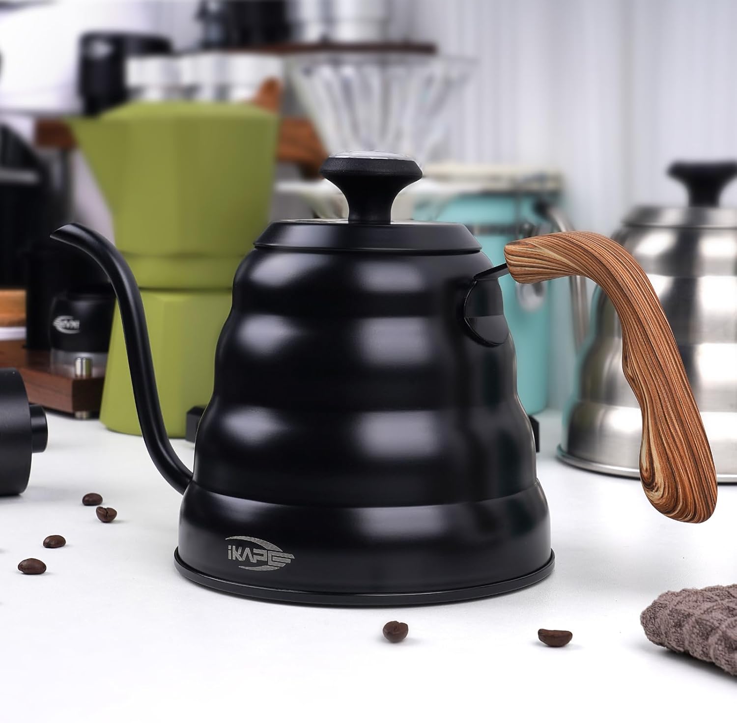 IKAPE Gooseneck Coffee Kettle 40oz with Thermometer