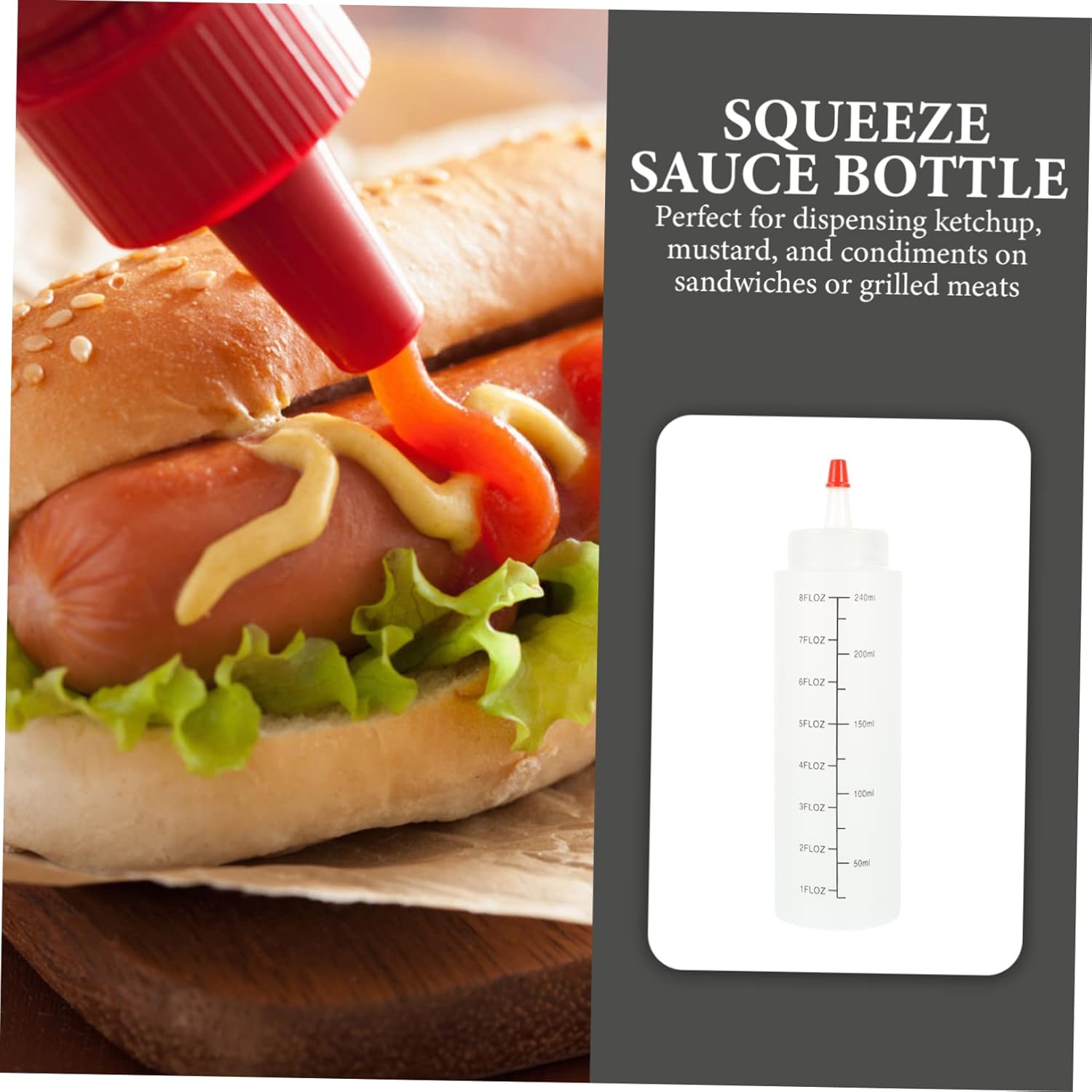 MAGICLULU 10pcs Condiment Squeeze Bottles with Measuring Scale
