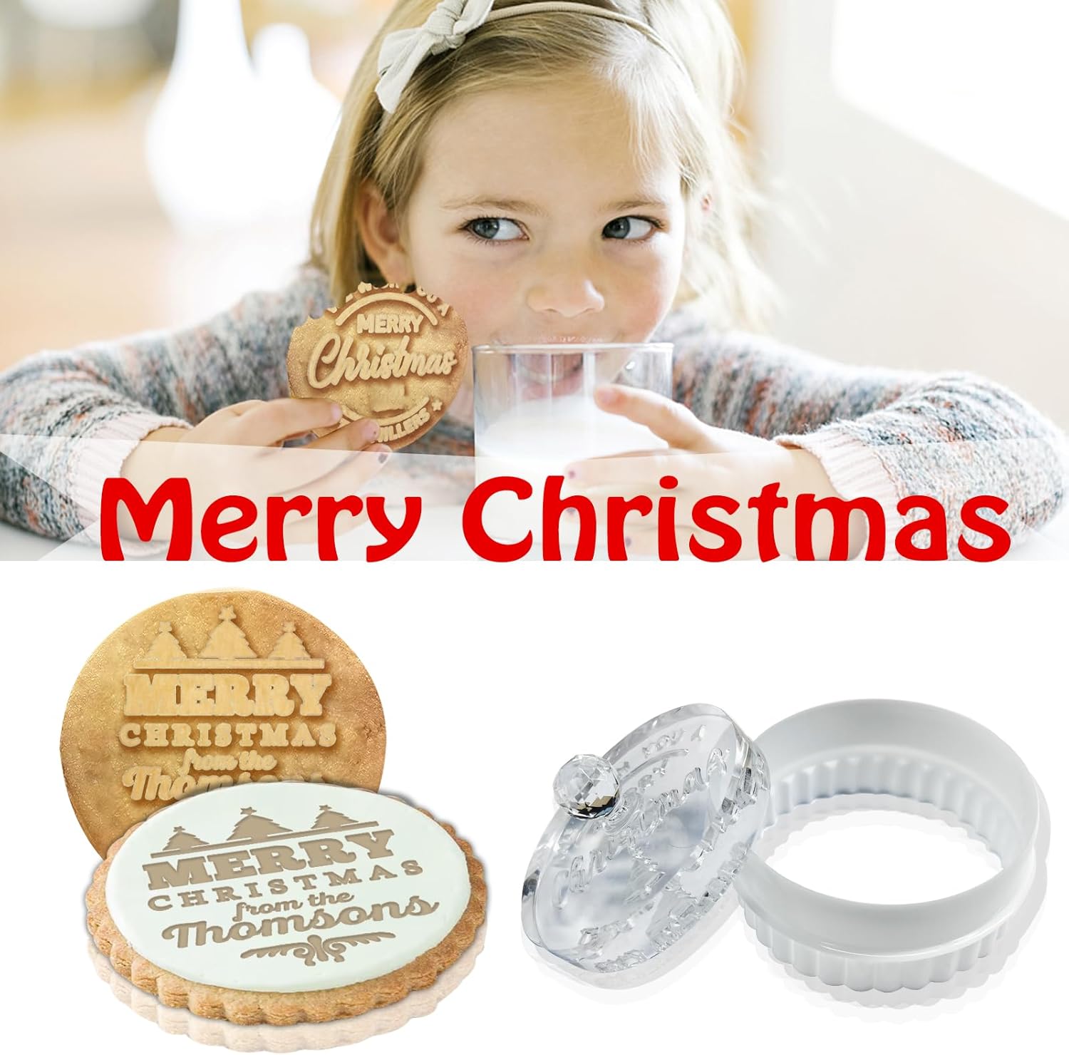 Personalized Christmas Cookie Stamp with Family Logo 3D Design
