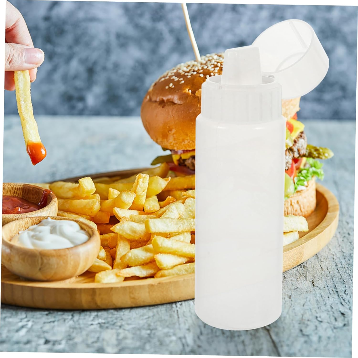 2pcs Squeeze Bottles for Ketchup Mustard Salad Dressings 350ml and 175ml