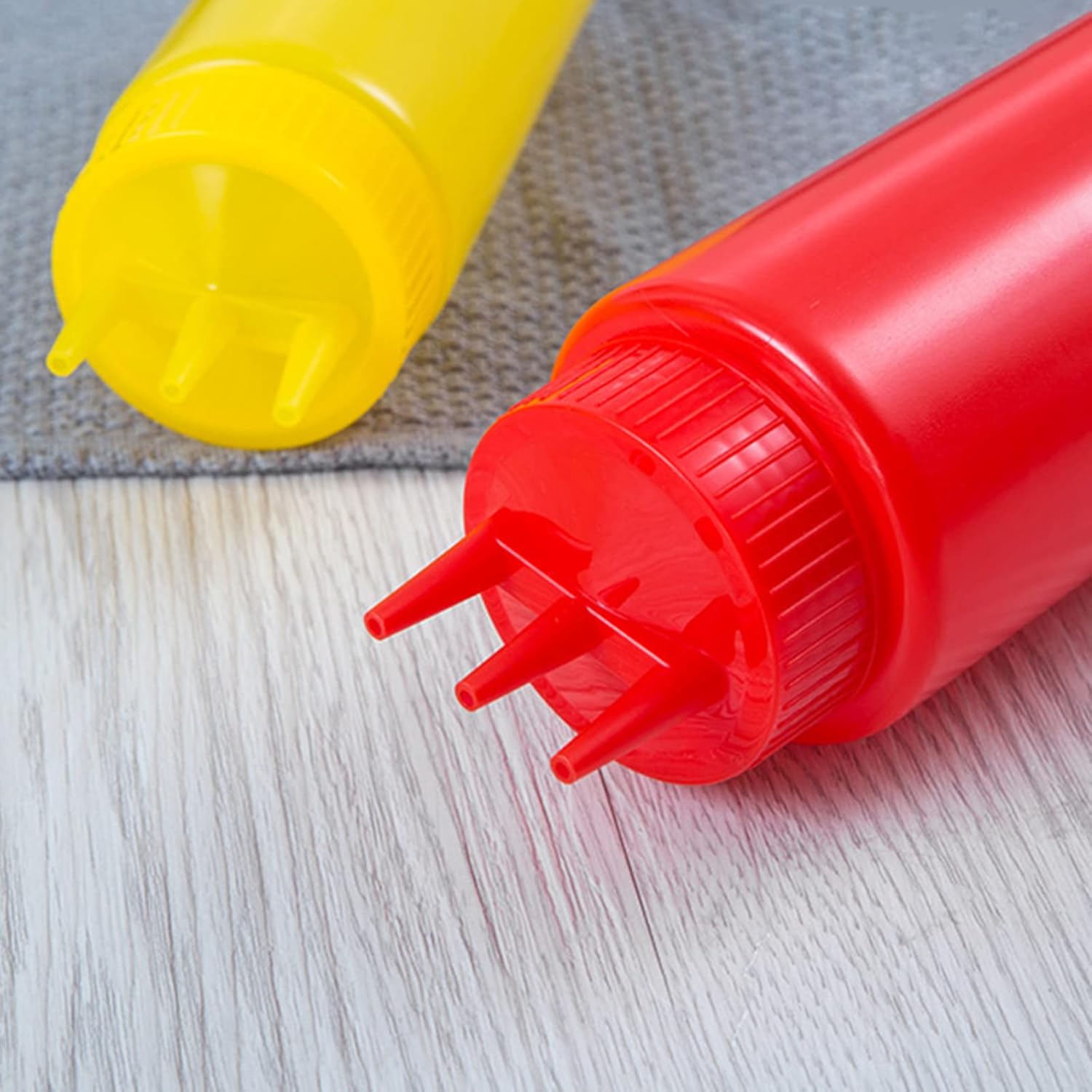 3-Head Squeeze Condiment Sauce Bottle with Cap for Kitchen