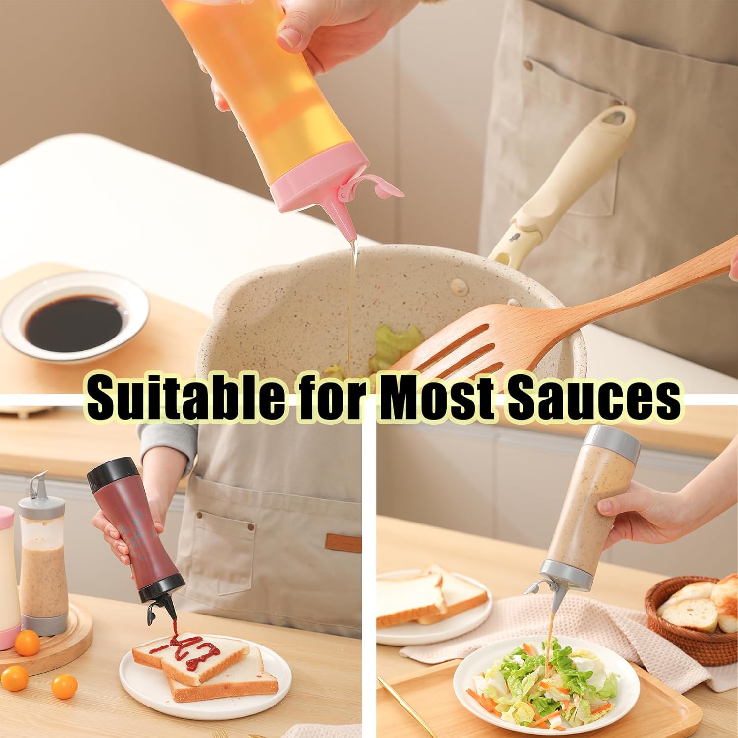 Qiuhome Condiment Squeeze Bottles 8 Pack Gray 12 oz