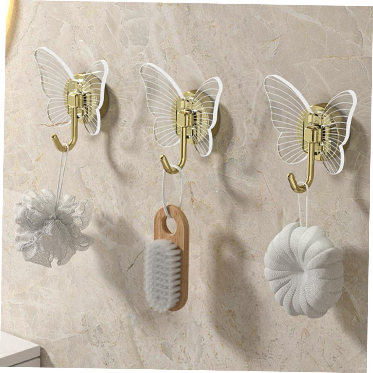 Happyyami 2pcs Butterfly Wall Hooks for Bathroom and Key Holders 1