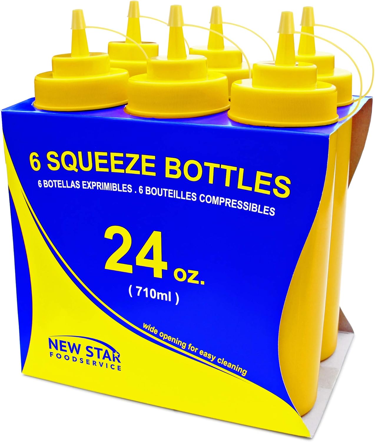 New Star Foodservice 26580 Plastic Squeeze Bottles Pack of 6