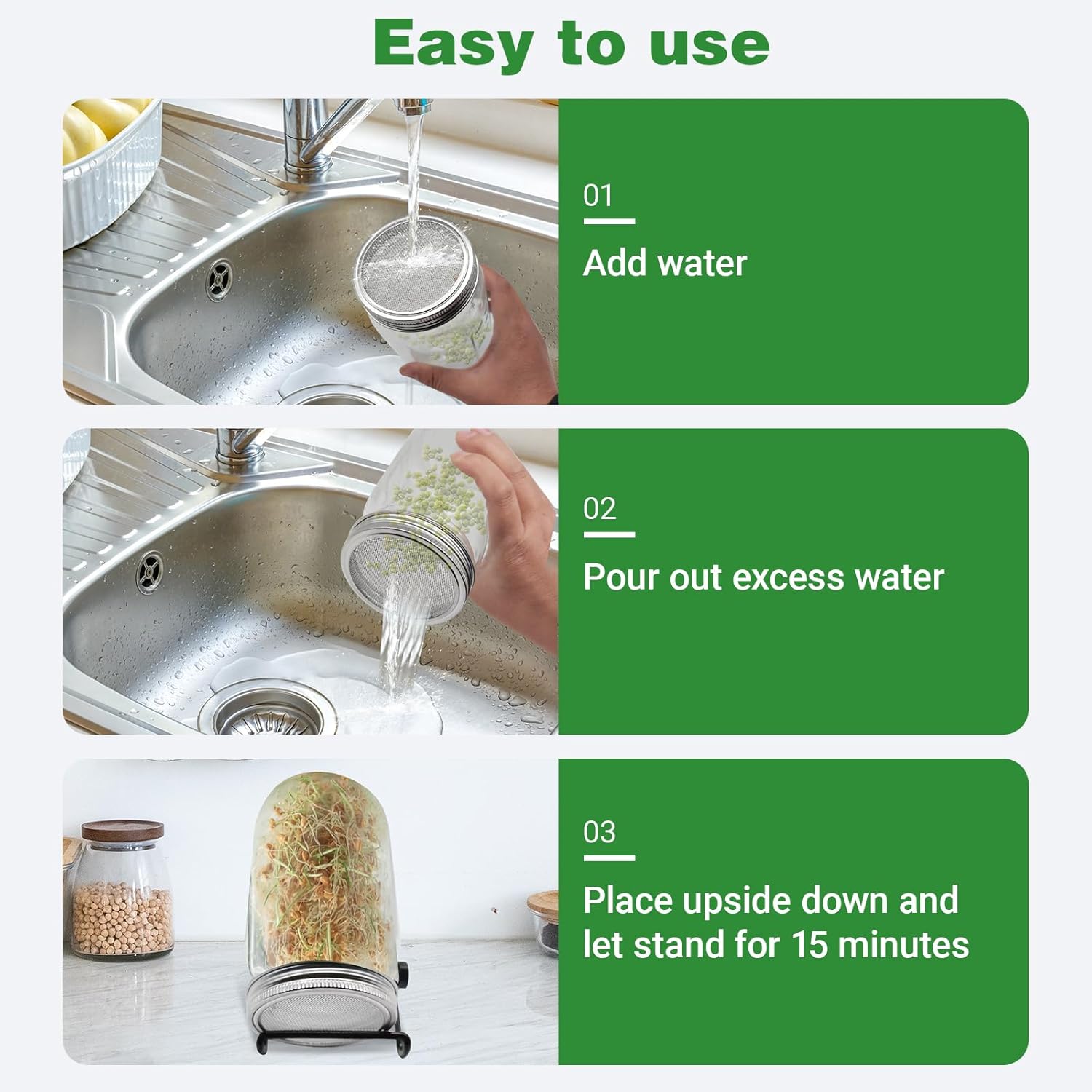 10 Pack Sprouting Lids for 82mm Mason Jars 1