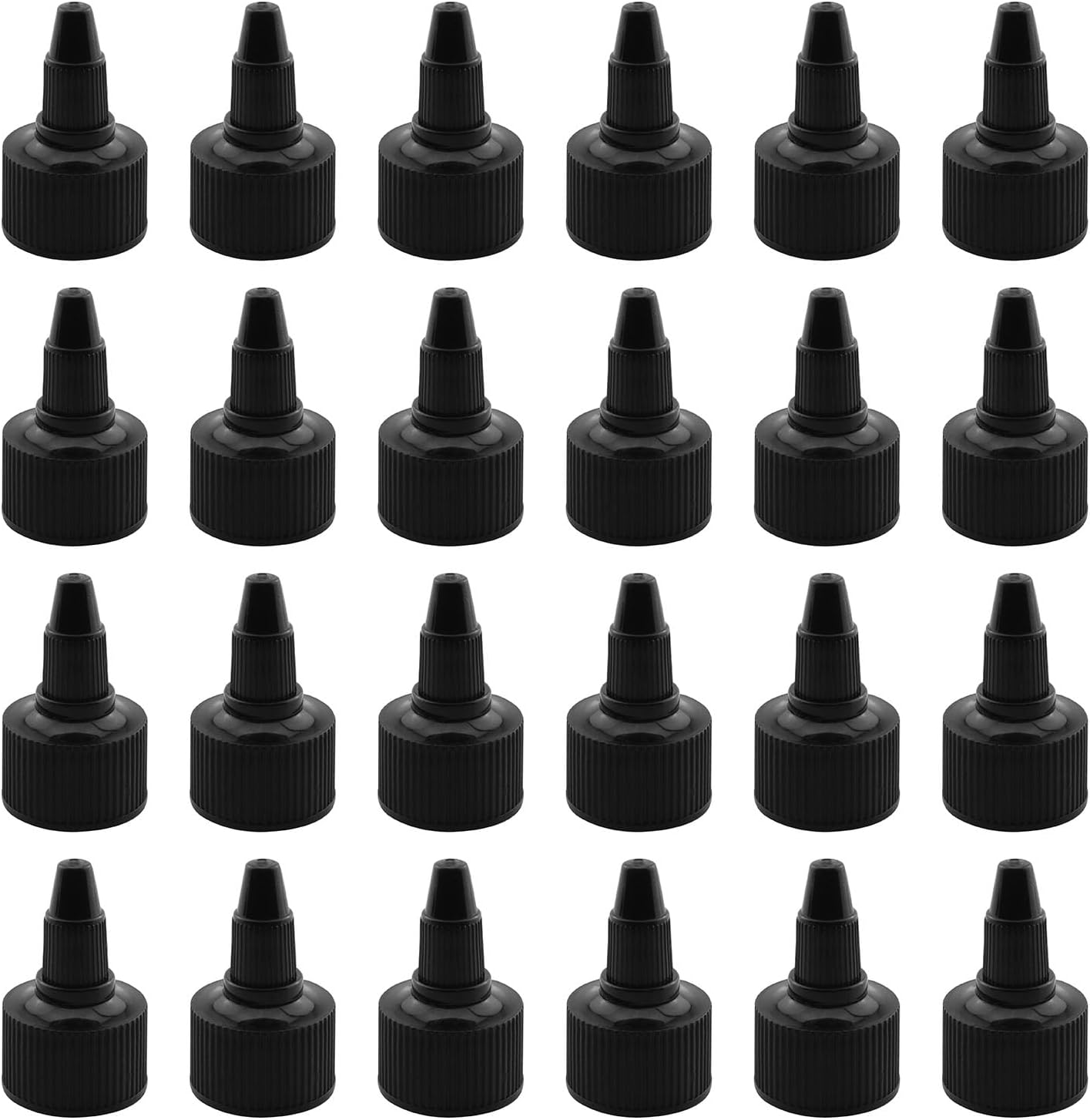 24-Piece Black Plastic Squeeze Bottle Caps
