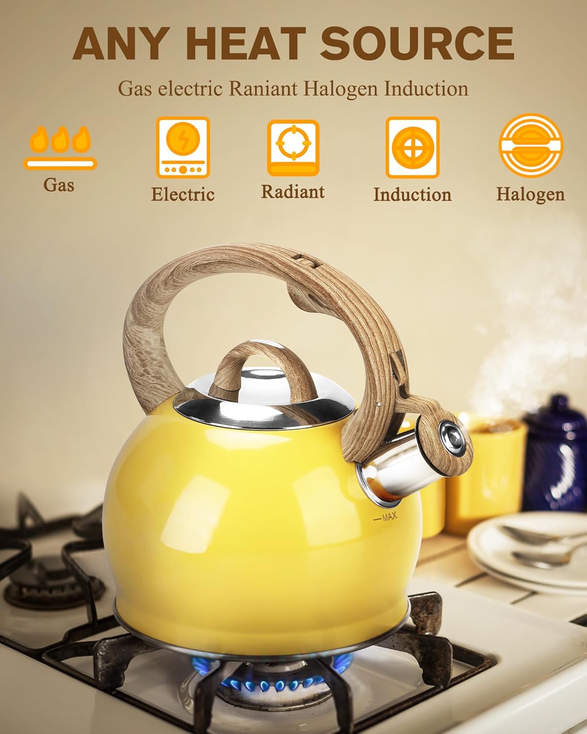 Hauce Radio 21 Quart Stovetop Tea Kettle with Whistle