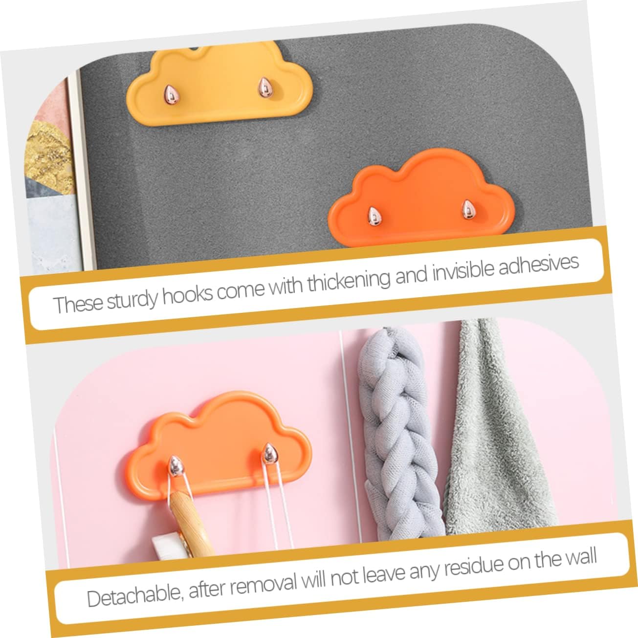 Veemoon 4 Pack Cloud Shape Adhesive Wall Hooks Key Holder Towel Rack