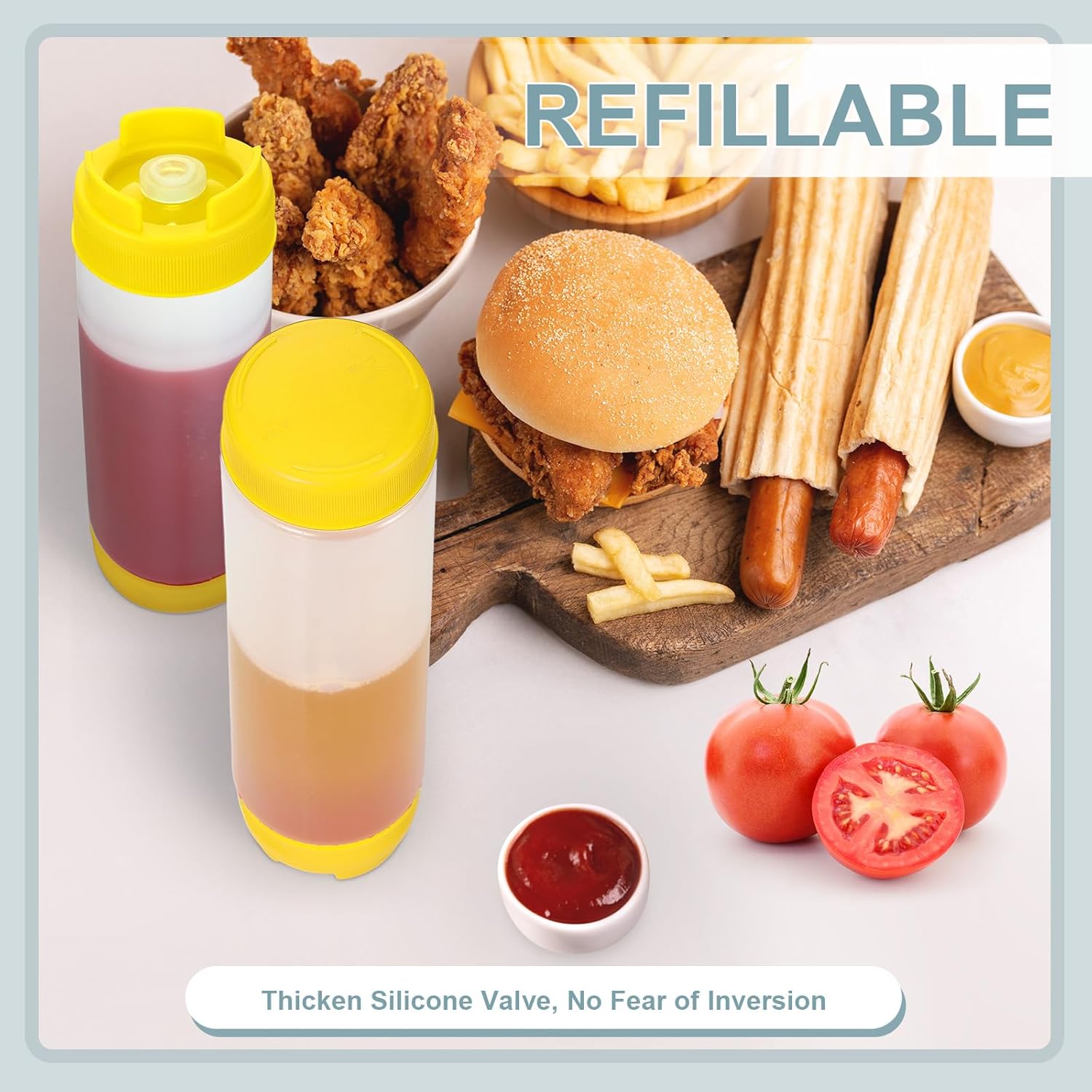 Didaey 4 Pcs Refillable 20 oz Squeeze Bottles