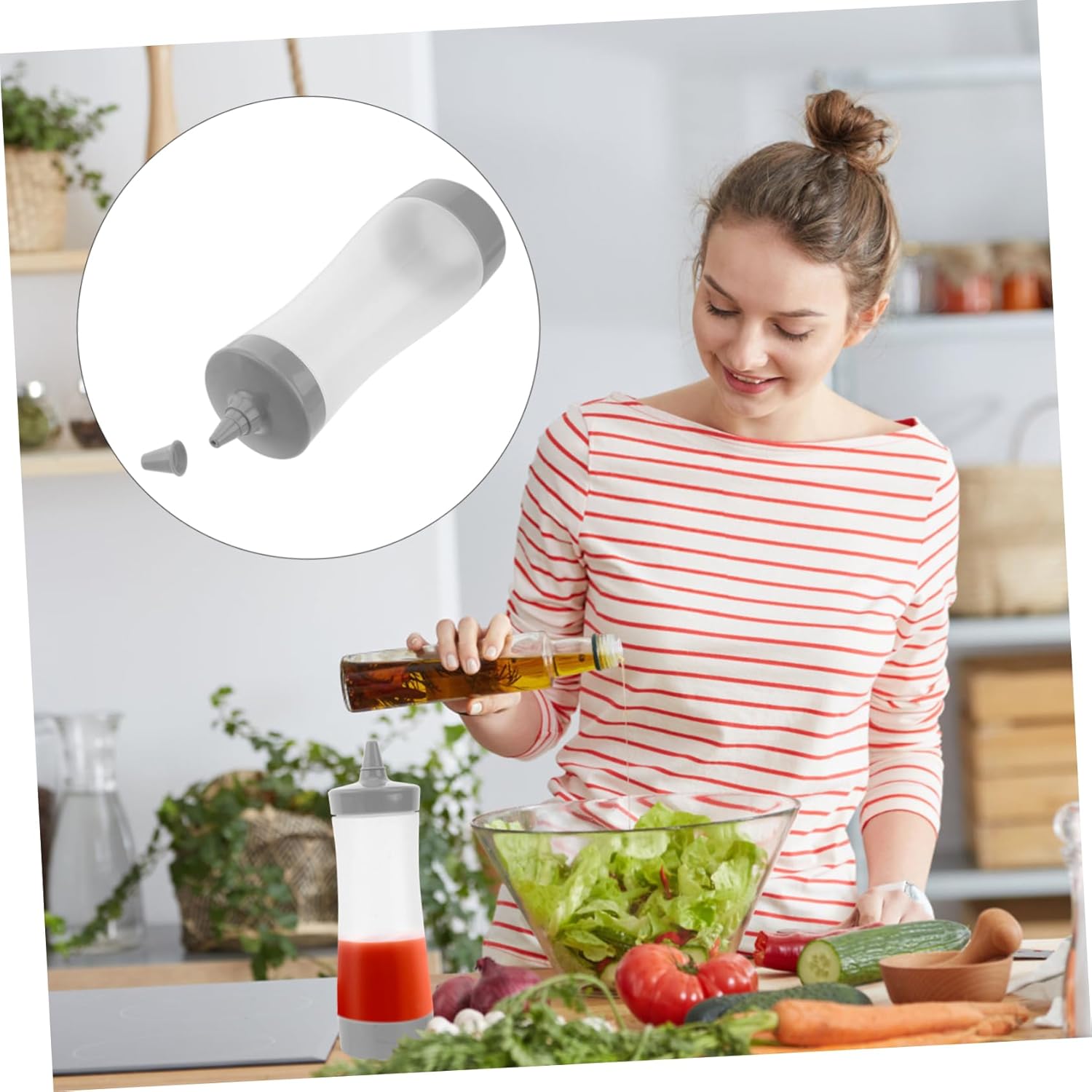 GREENADSCAPE Squeeze Bottle Set of 3 Leakproof Ketchup Mustard Sauce Bottles
