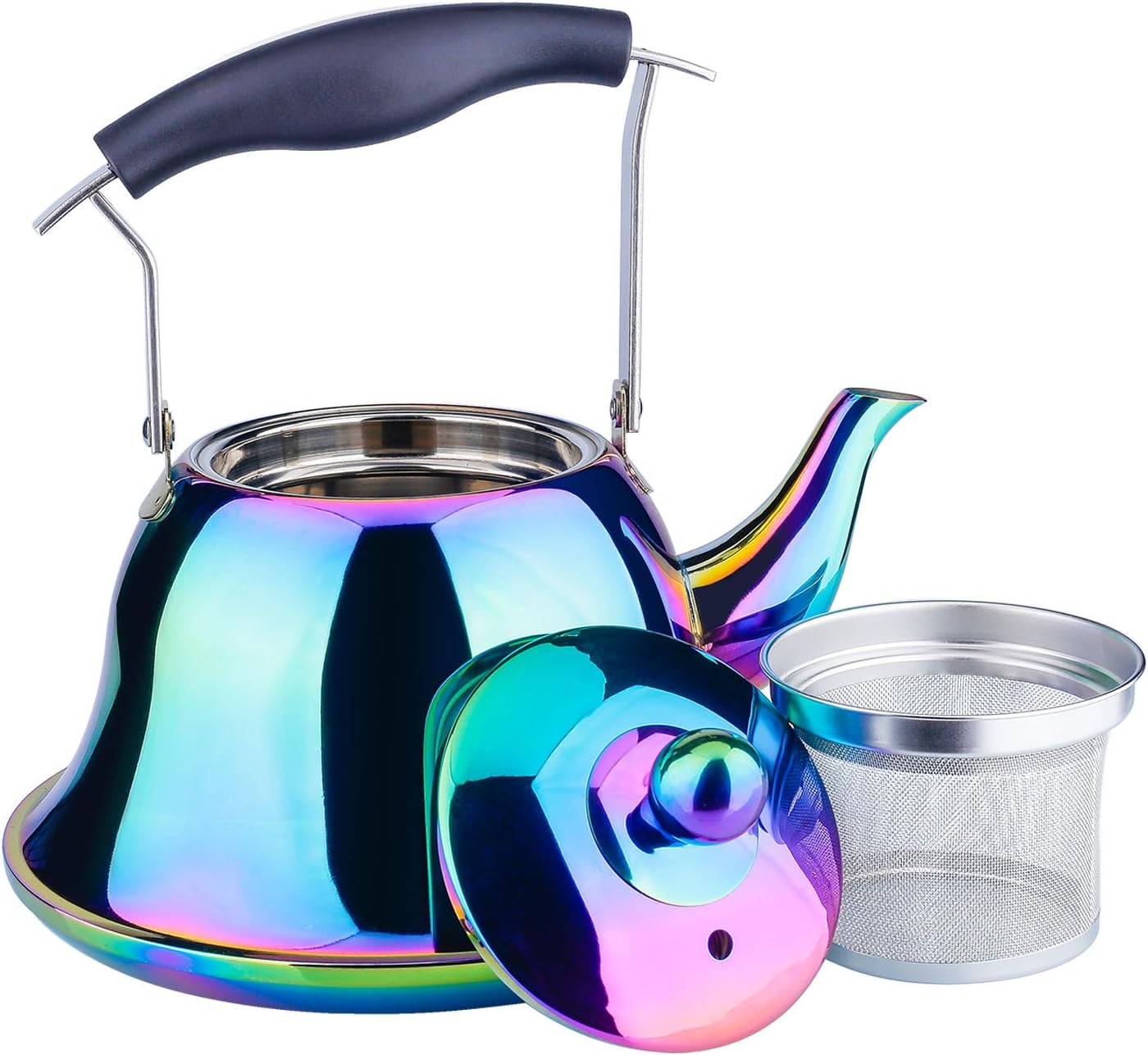 Onlycooker Whistling Tea Kettle with Infuser 2 Liter Rainbow
