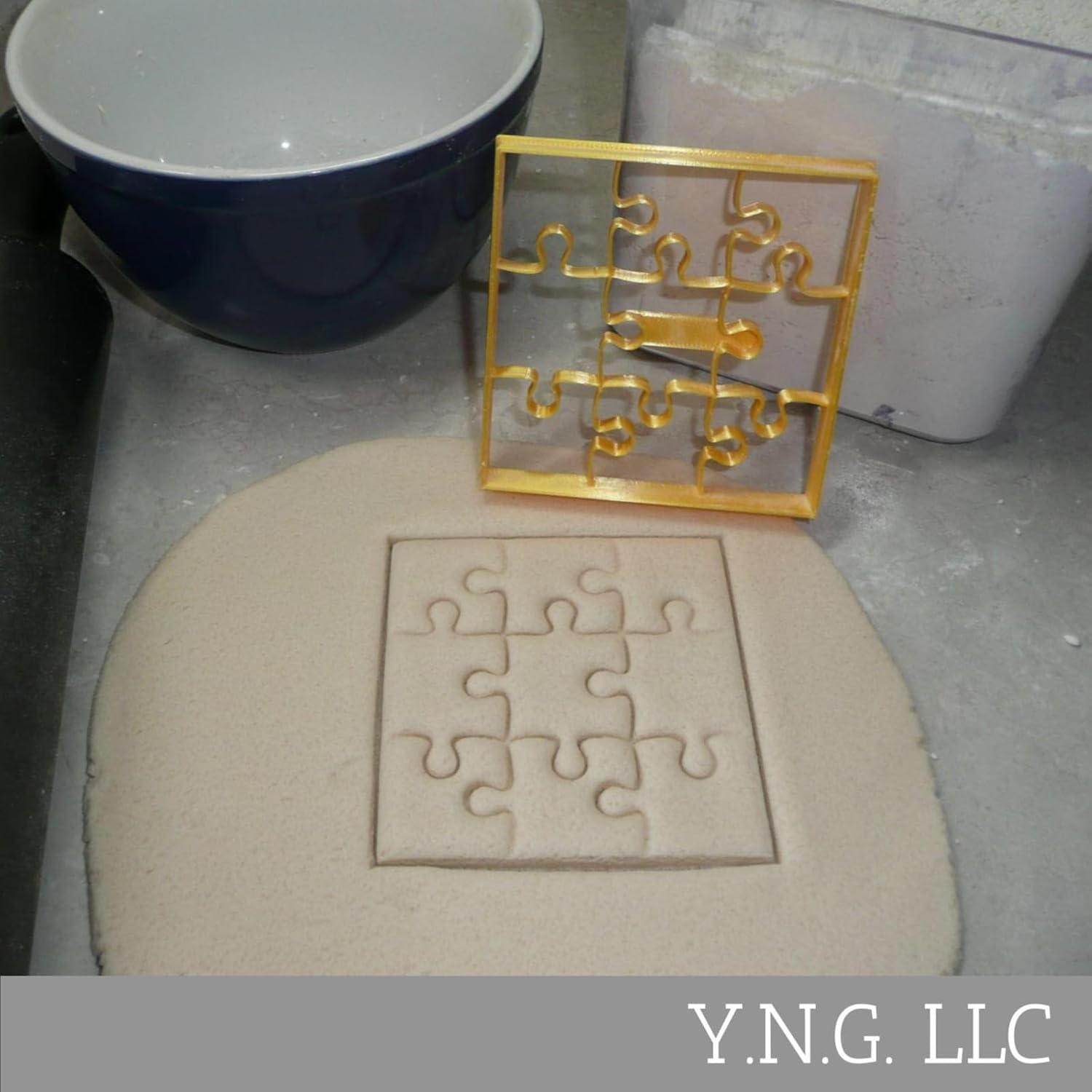 YNGLLC Puzzle Piece Cookie Cutter - Gold 4x4x0625 Inch