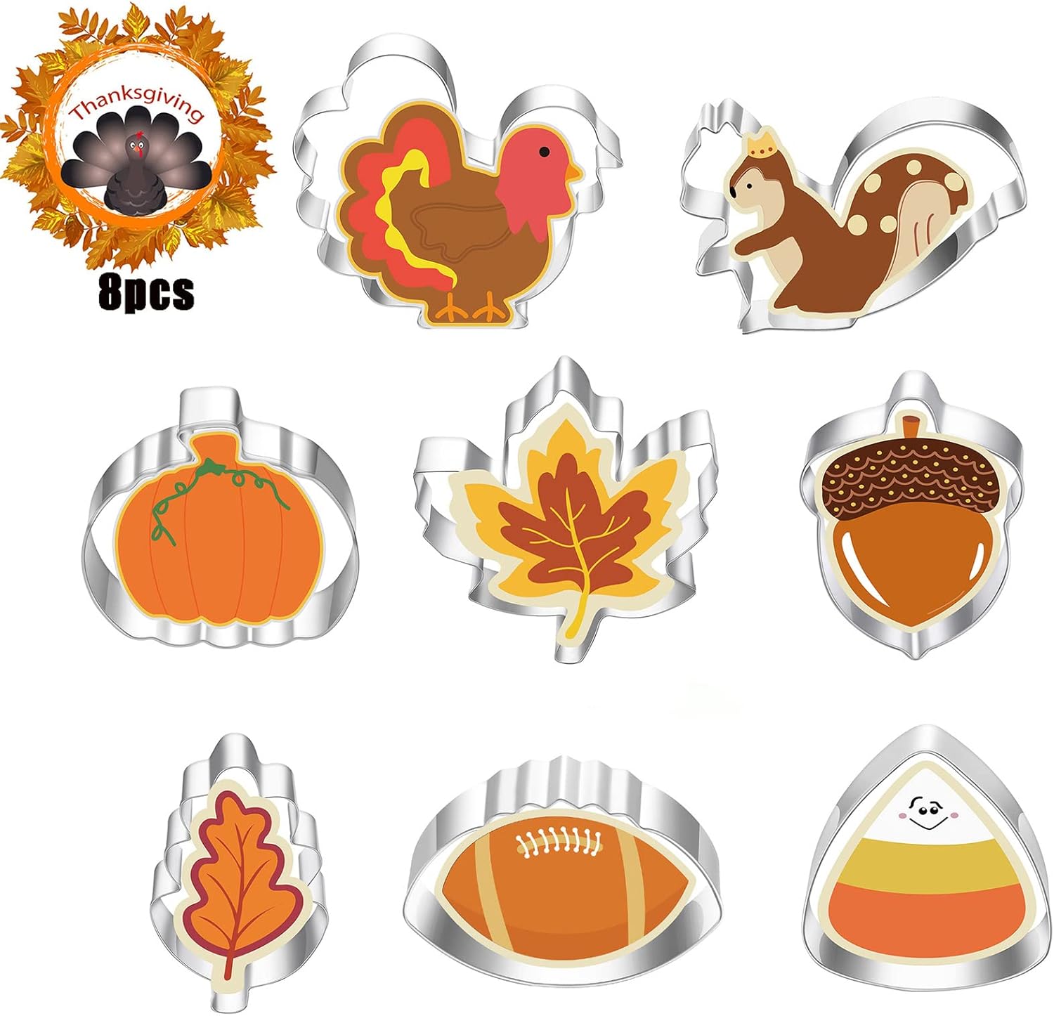 6PCS Thanksgiving Cookie Cutters Set Stainless Steel 1