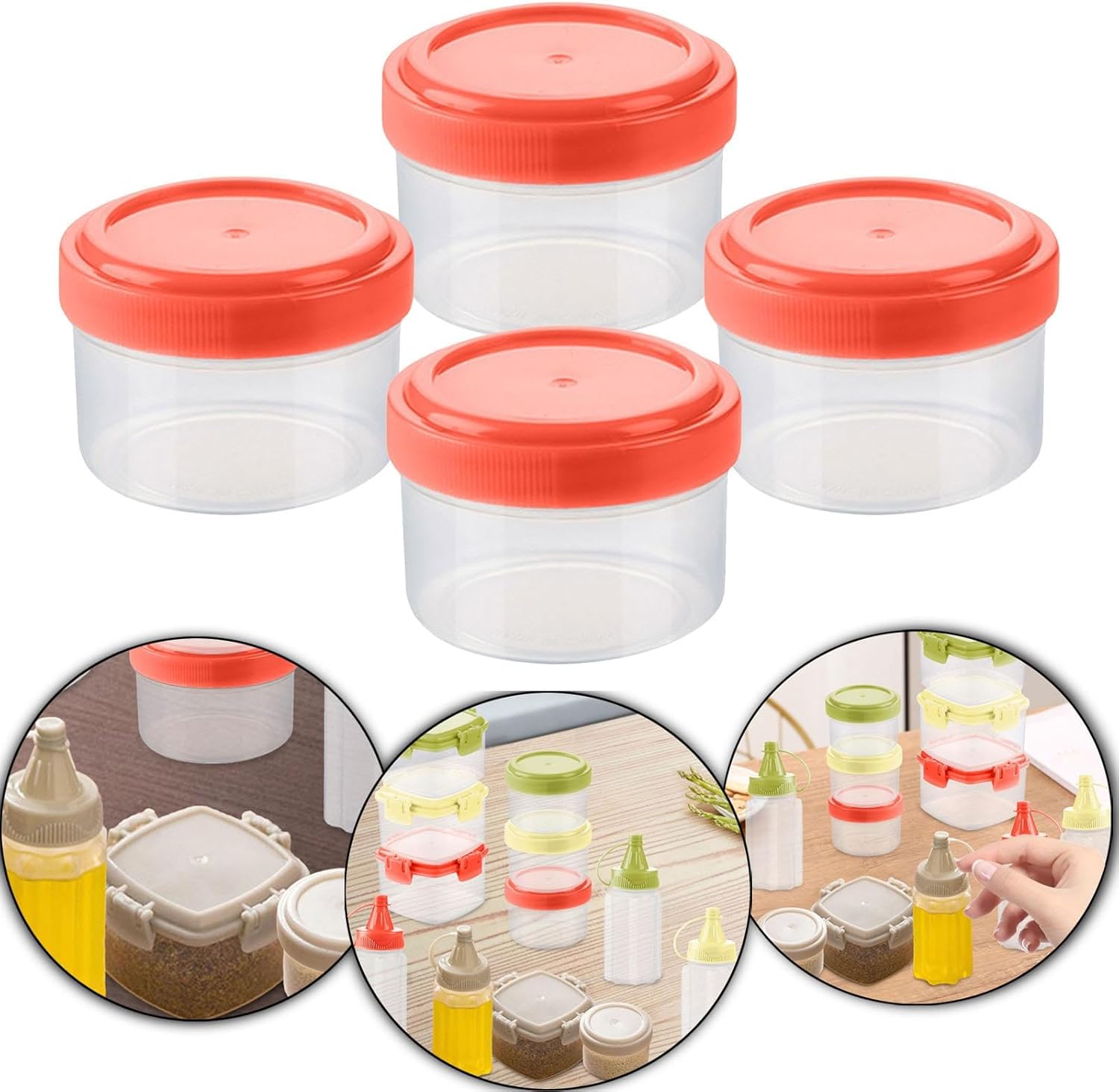 Portable Clear Seasoning Bottles Set with Leakproof Lids
