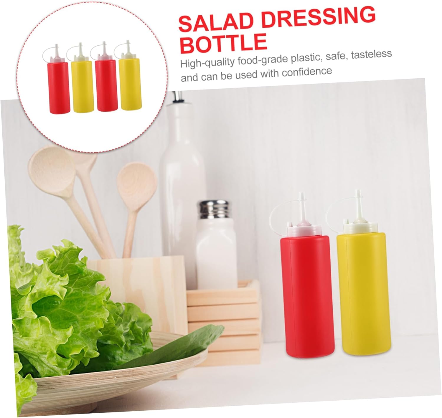 4 Pack Salad Dressing Shaker Bottles for Condiments