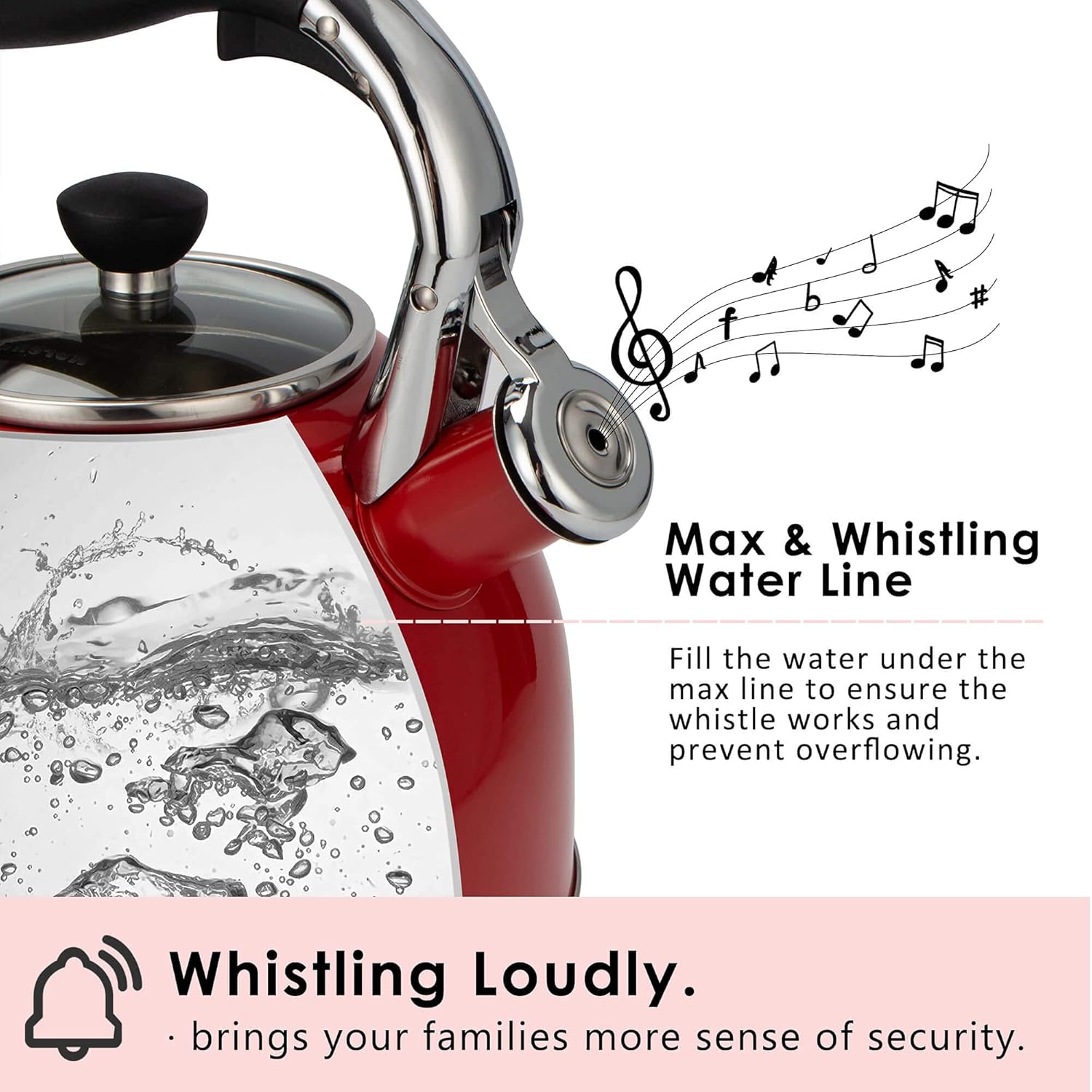 Rorence 25 Qt Tea Kettle with Glass Lid and Whistle