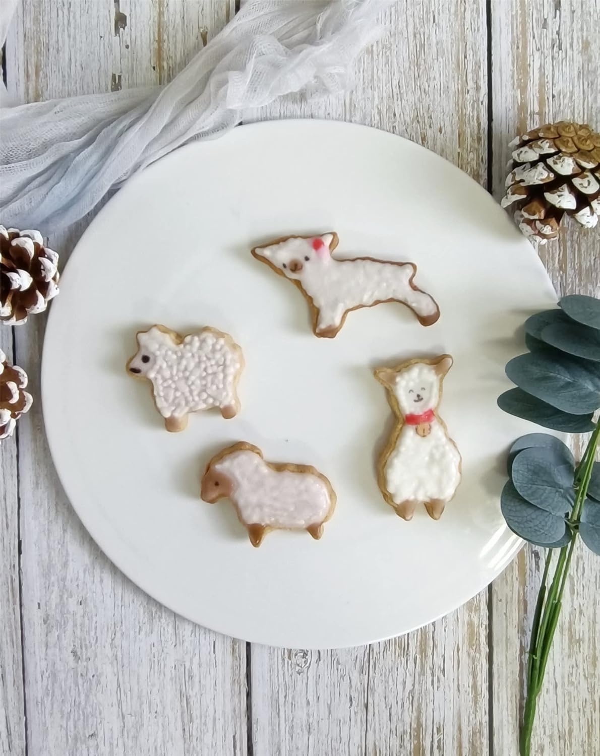 Qhonhon 4pcs Sheep Cookie Cutter Set Stainless Steel Lamb Series Baking Molds