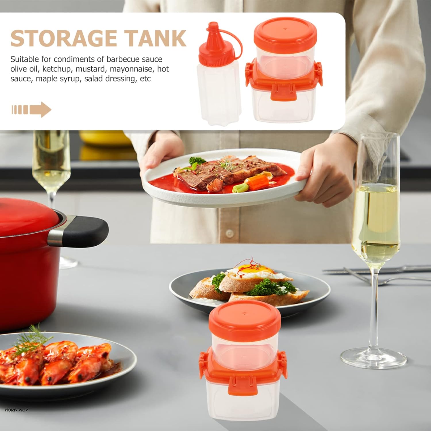 SHOWERORO Reusable Square Condiment Squeeze Bottles 1