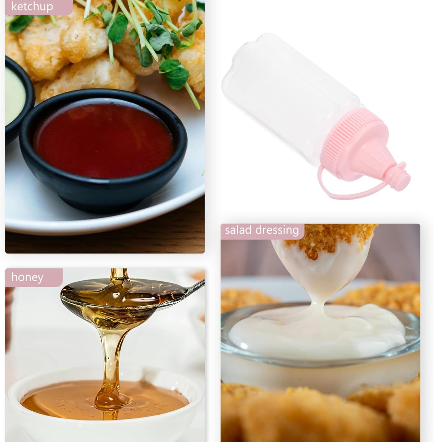 HOLIDYOYO 4pcs Clear Plastic Condiment Squeeze Bottles 1