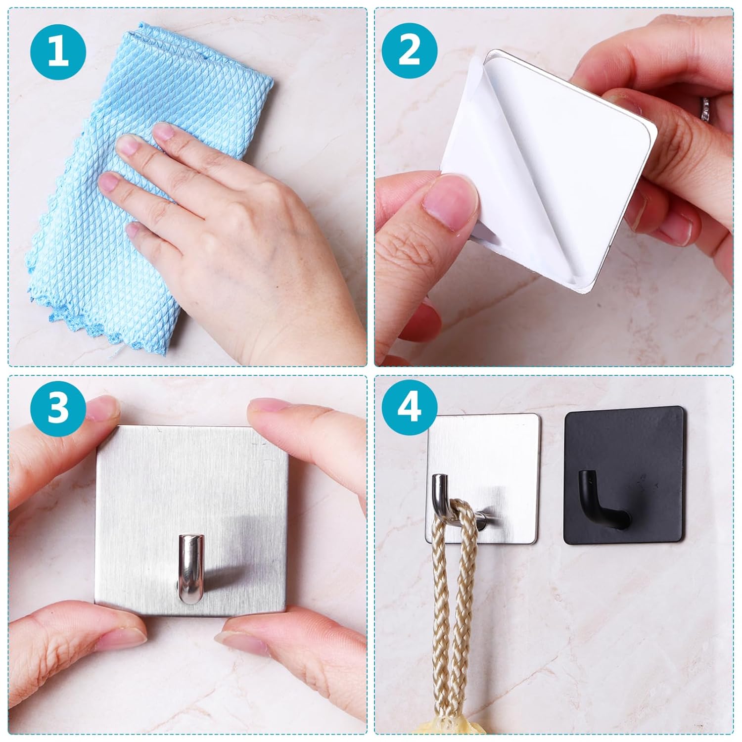 Beaupretty 4pcs Modern Wall Hooks for Bathroom and Home Organization